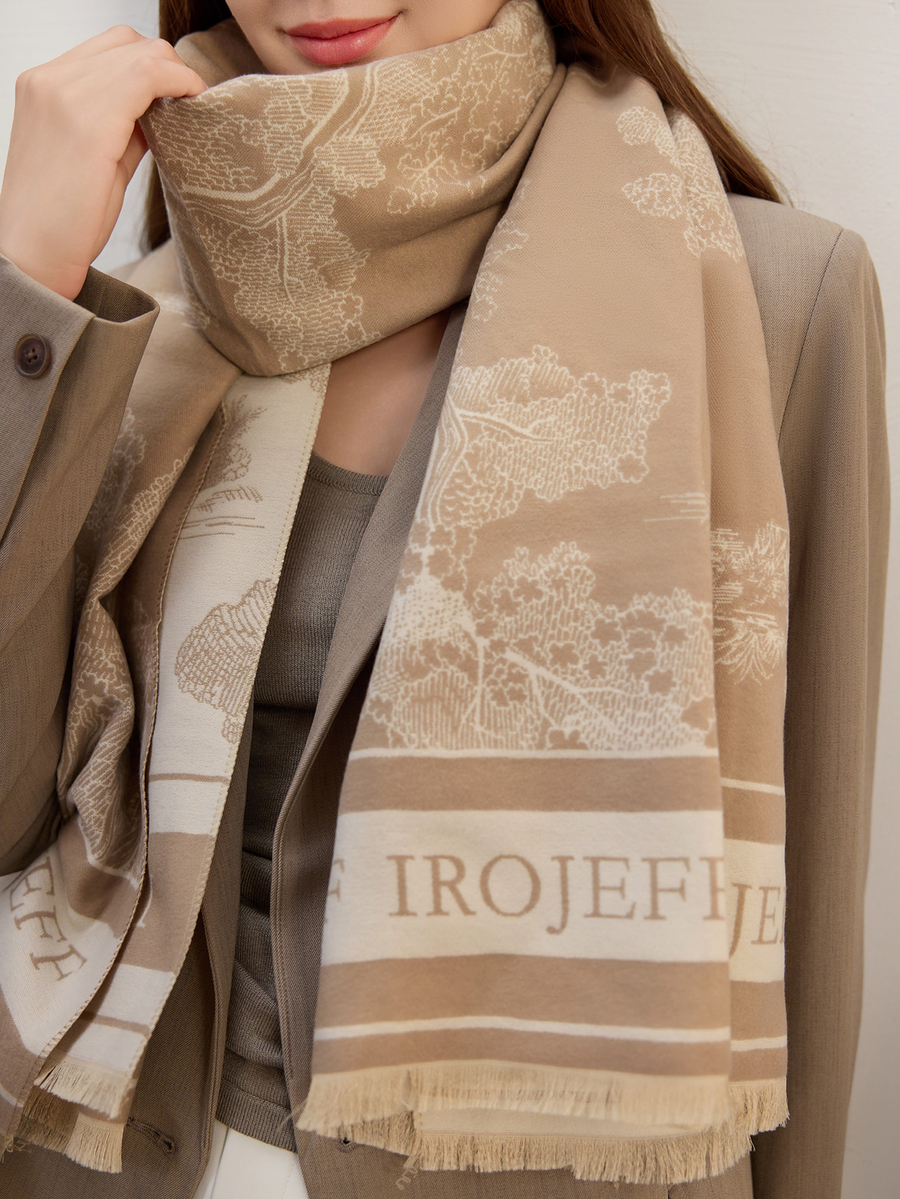 アクセサリー レディース スカーフ 1個 レディース 両面フェイクカシミア植物ジャカード 暖かいマフラー ショール 秋冬の日常着に拍卖