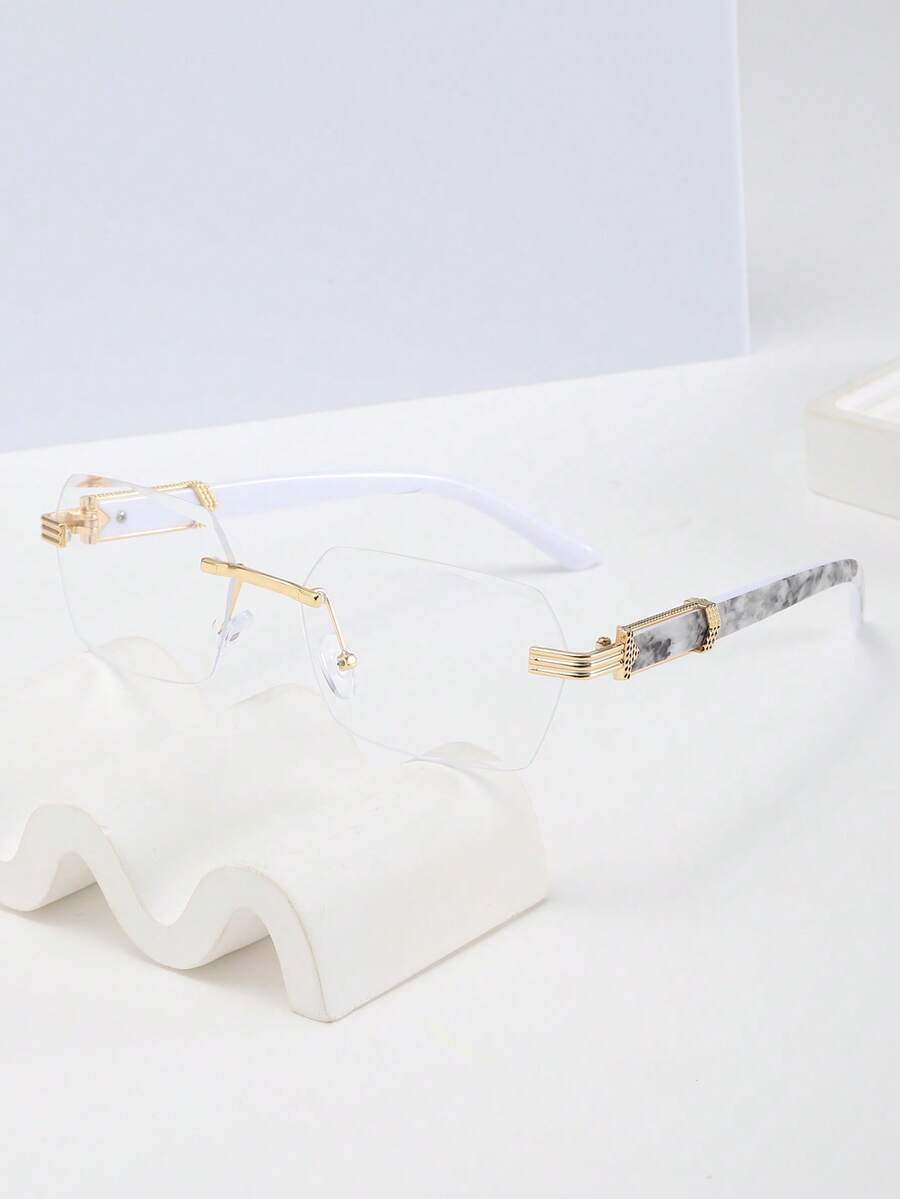 アクセサリー メンズ アイアクセサリー 1個 フレームレス長方形メンズファッショングラス、アウトドア、旅行用のビンテージ眼鏡、夏の拍卖