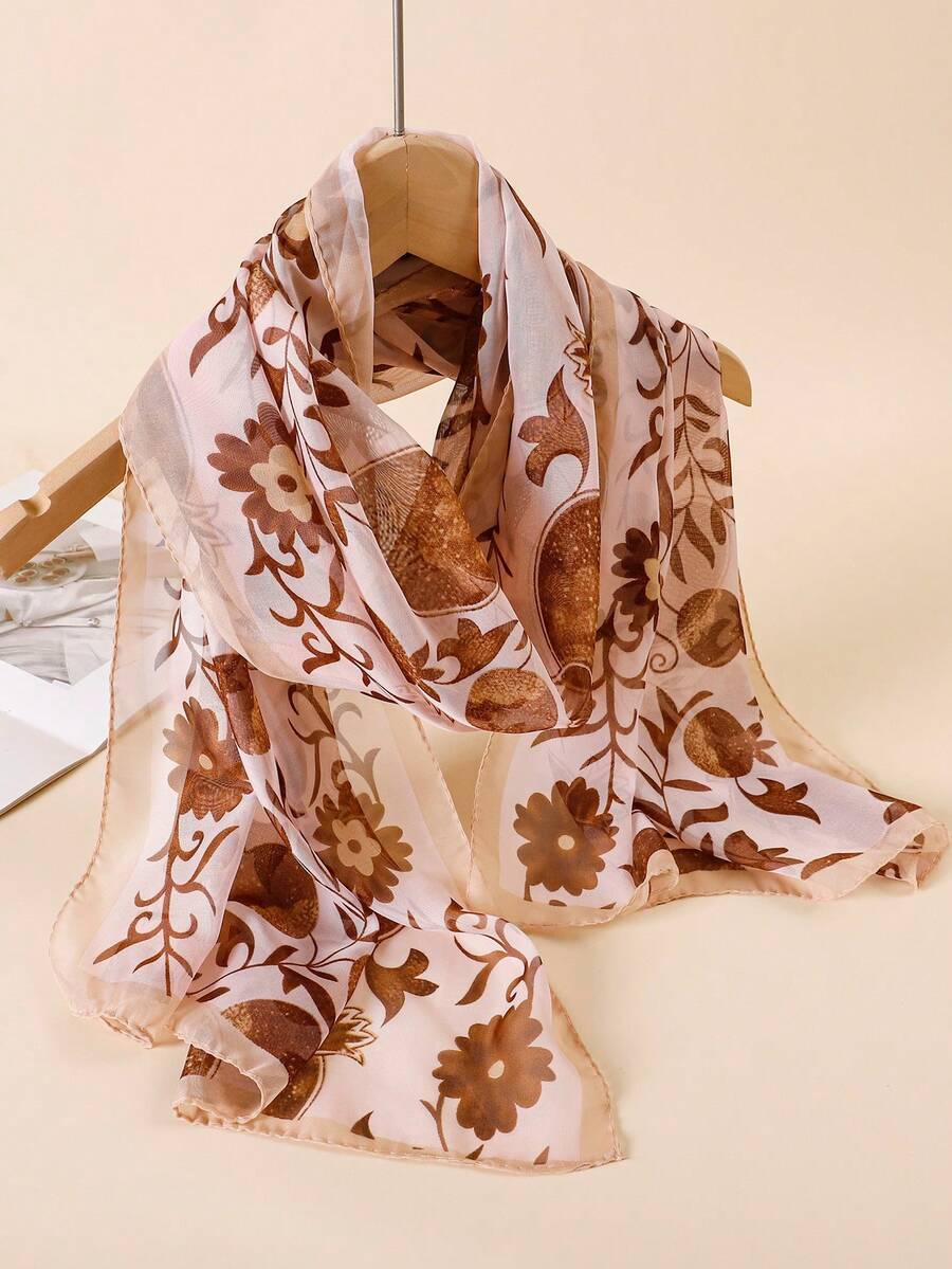 アクセサリー レディース スカーフ 1枚 レディース ヴィンテージ フローラル プリント ライトウェイト スカーフ、通気性があり紫拍卖