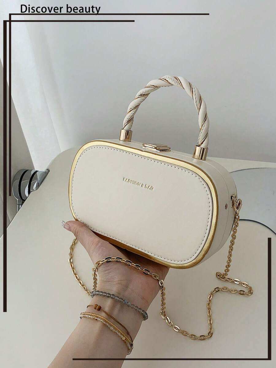 バッグ レディース ハンドルバッグ 女性 金の文字を押すこと、レトロな金属リングのデザインが付いている流行の の革のミニ ハンド拍卖