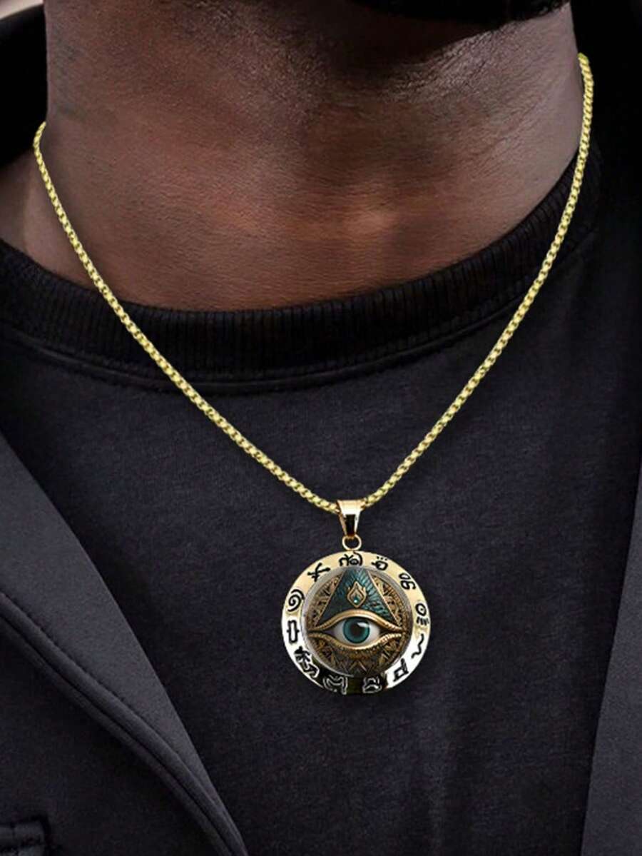ジュエリー メンズ ネックレス 1個 ヴィンテージファッション悪魔の目ペンダントネックレス、レトロなパーソナライズされたゴールドネ拍卖