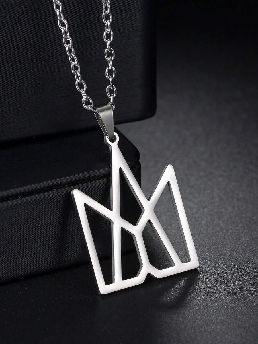 ジュエリー メンズ ネックレス 1個 ステンレス製 中空幾何学ペンダントネックレス ユニセックス拍卖