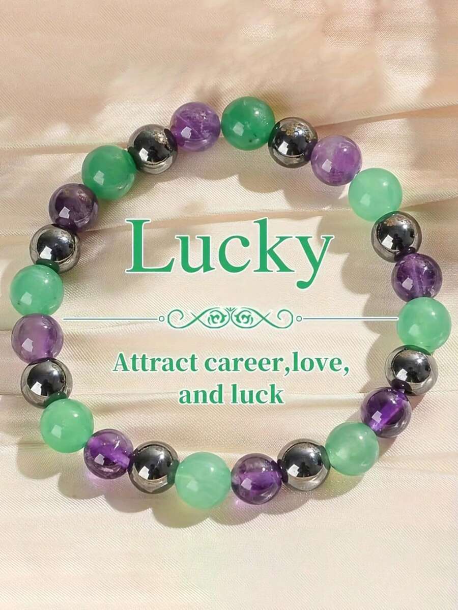 ジュエリー メンズ ブレスレット アメジスト彫刻ヒーリングブレスレット、レイキストレス解消ヒーリングチャクラブレスレット、グリーン拍卖