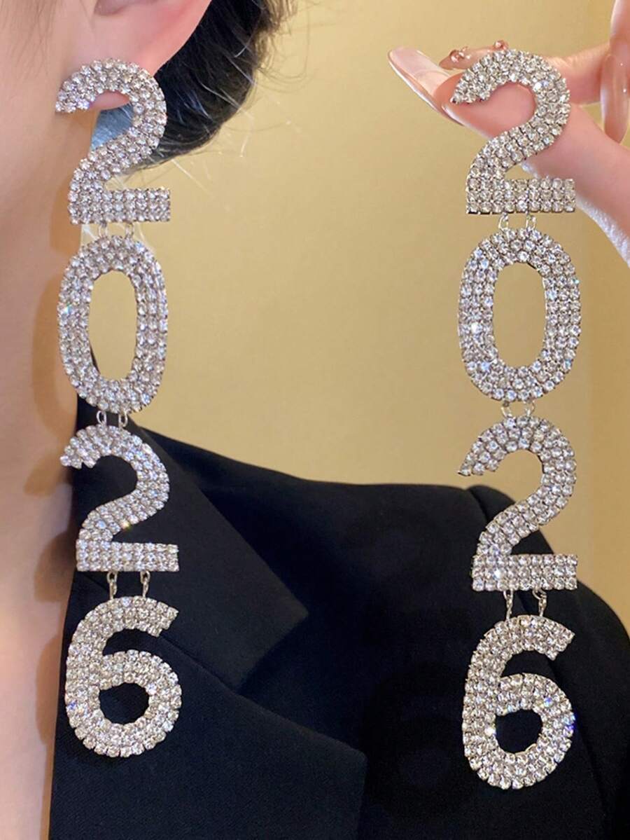 ジュエリー レディース イヤーアクセサリー 2026年新作 メタル クリスタル ピアス 1ペア、ヨーロッパ&アメリカンスタイル パ拍卖