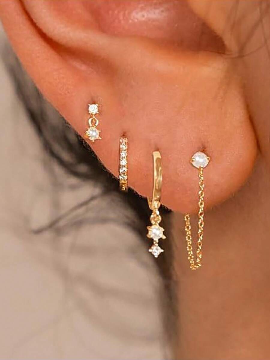 ジュエリー レディース イヤーアクセサリー セット 14Kゴールドメッキ パール&キュービックジルコニア 刺繍ヒポアレルジック ピ拍卖