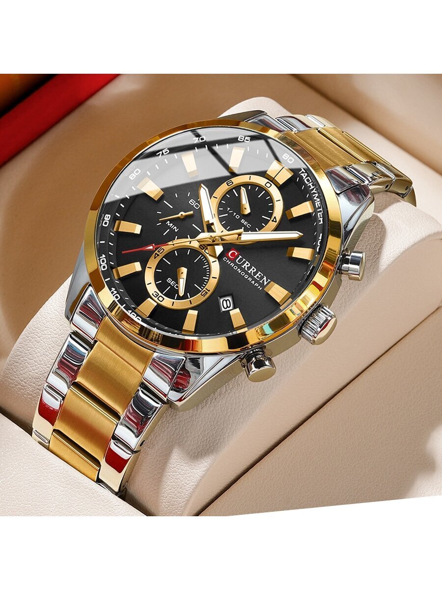 腕時計 メンズ クォーツ クレーン メンズ クオーツ腕時計、マルチファンクション・クロノグラフ、ステンレス製防水ストラップ、父の日拍卖