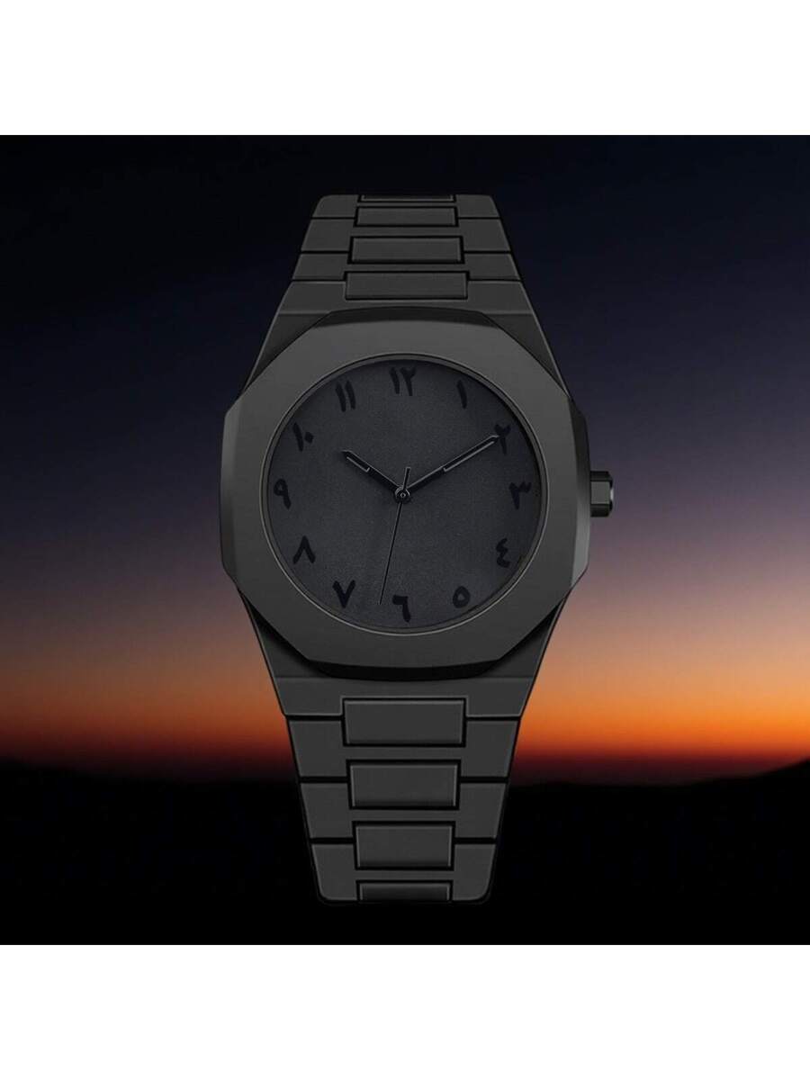 腕時計 メンズ クォーツ 1個 メンズ&レディース ブラックラバーストラップ スポーティ カジュアル クリエイティブデザイン 調整拍卖