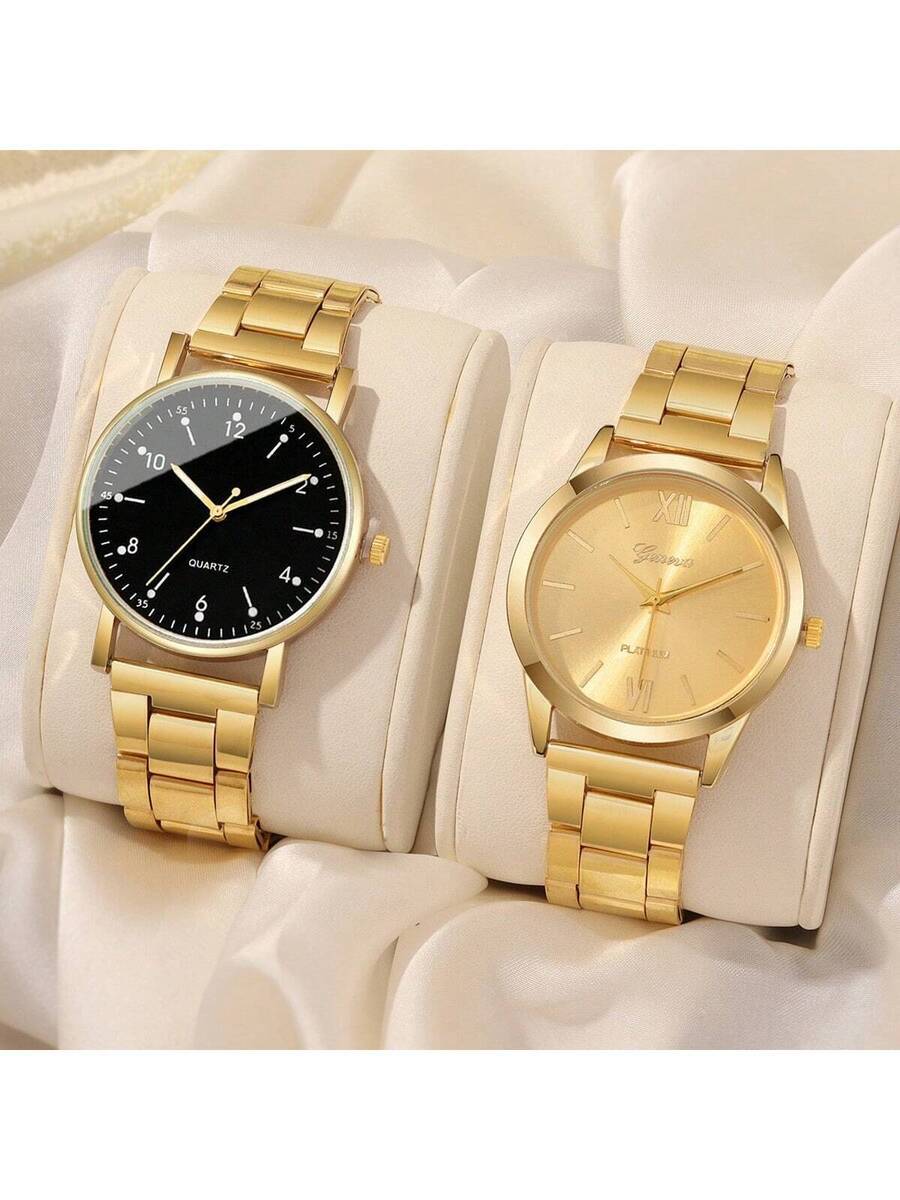 腕時計 レディース セット 2個 ミニマリスト ラグジュアリー メタルストラップ 腕時計、シンプルカジュアル クォーツ 腕時計、ブ拍卖