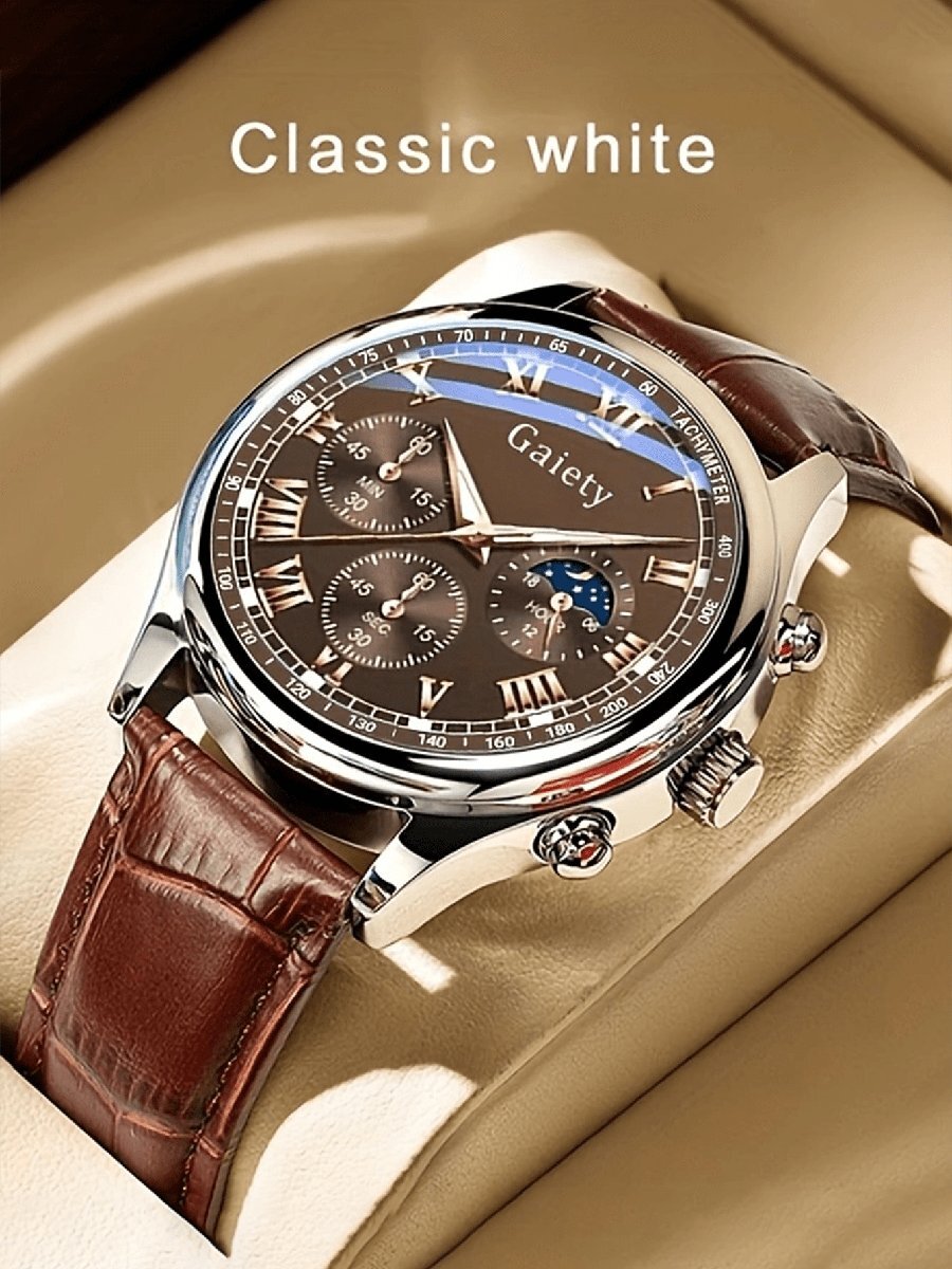 腕時計 メンズ クォーツ 1個 クラシックローマ数字メンズ腕時計 - スタイリッシュな無地クォーツ時計 耐久性のあるPUレザーバン拍卖