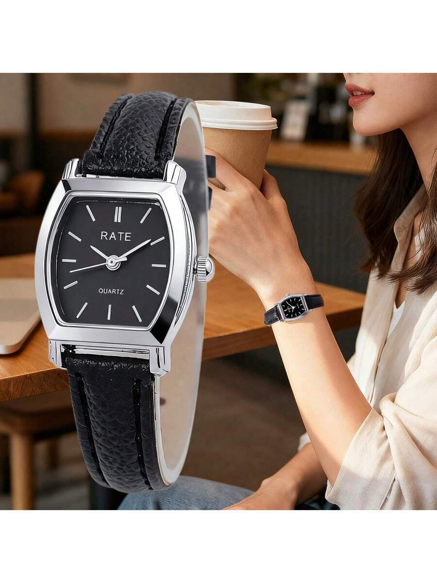 腕時計 レディース クォーツ 1個 女性用エレガントミニマリストコンパクトPUレザー クォーツ腕時計拍卖