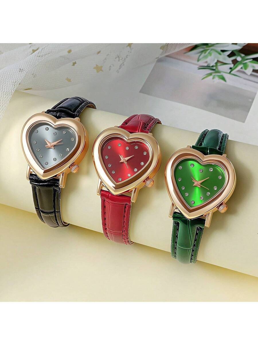 腕時計 レディース セット 3個セット レディース腕時計 クォーツ時計 ファッション レディース腕時計 レディース時計 レザーバン拍卖