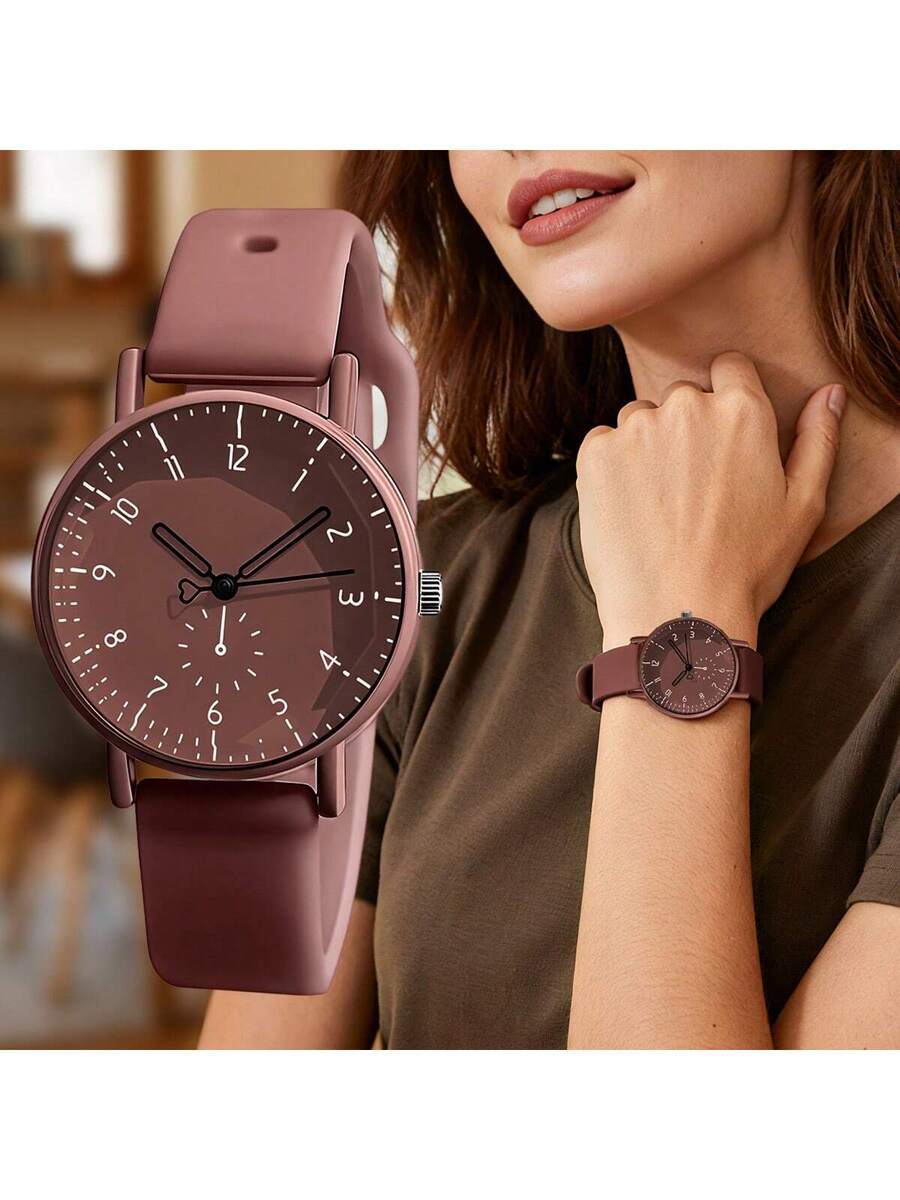 腕時計 レディース クォーツ 1個 女性用エレガントでフレッシュなファッションシリコンストラップクォーツ腕時計、学生へのギフト、ホ拍卖