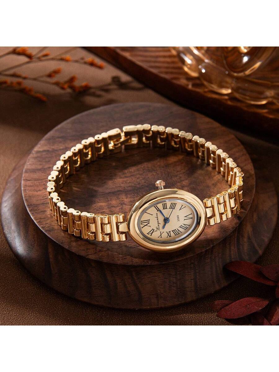 腕時計 レディース クォーツ 新作 ヴィンテージ オーバル ゴールドトーン ラグジュアリー 個性化 クォーツ ブレスレット ウォッ拍卖