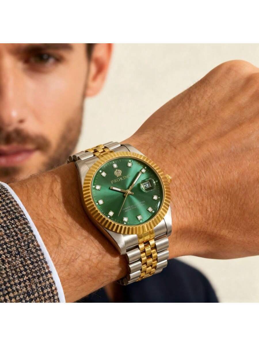 腕時計 メンズ クォーツ 1個 40mm メンズ腕時計、高級ビジネス防水ステンレススチールケース&バンド クォーツ腕時計 カレンダ拍卖