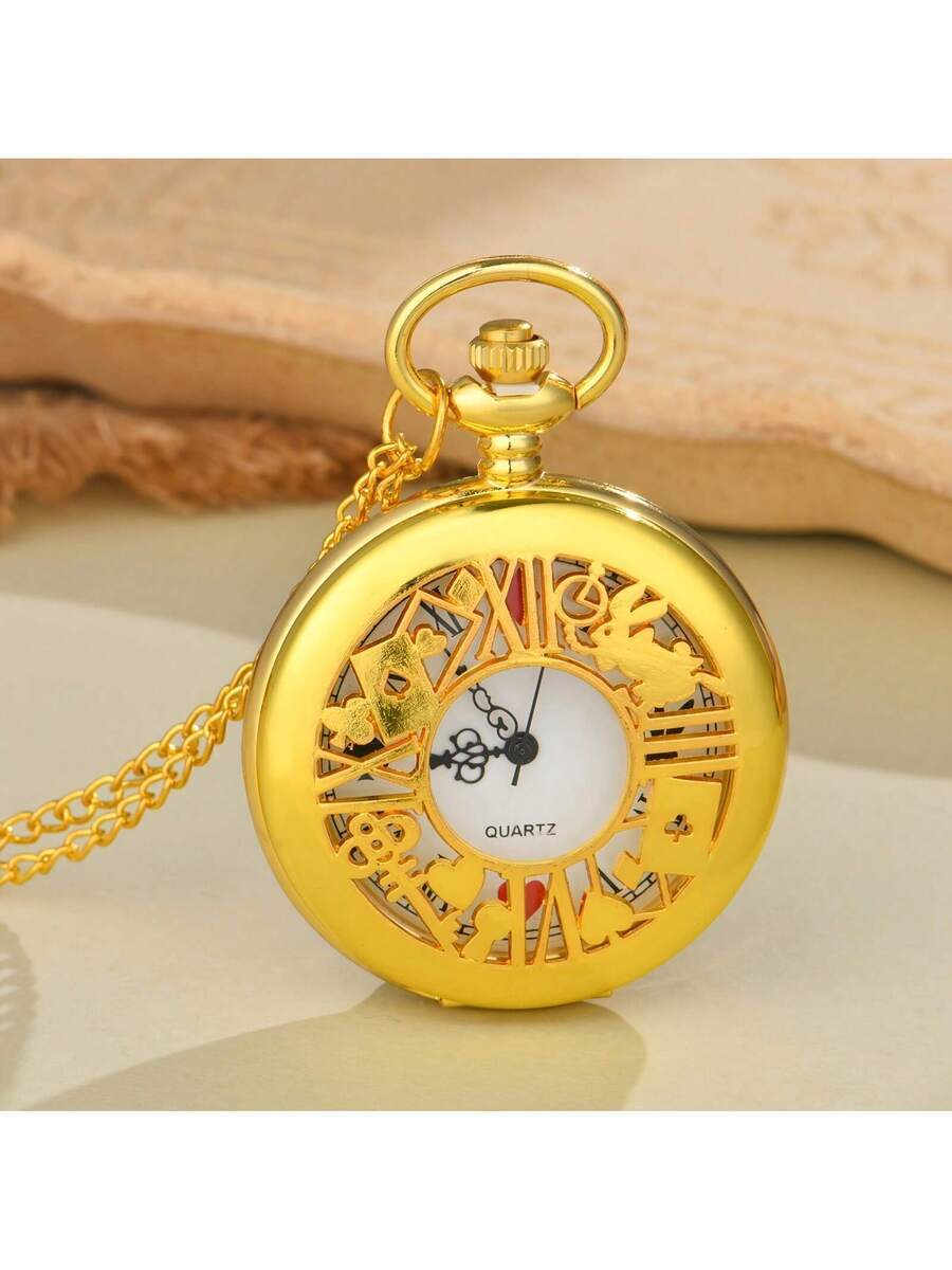 腕時計 懐中時計 新作 中空フラワー、ウサギ、トランプ、ヴィンテージ宮殿スタイルのポケットウォッチチェーン、素材アップグレード版、拍卖