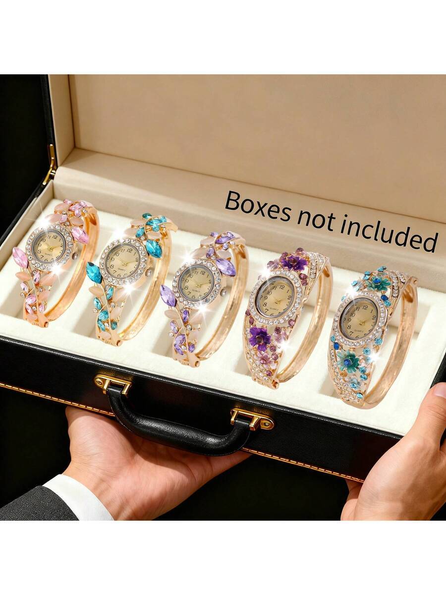 腕時計 レディース セット 女性用ファッション エレガントラグジュアリー 多機能ウォッチセット 5個入り、様々なスタイルでコーディ拍卖