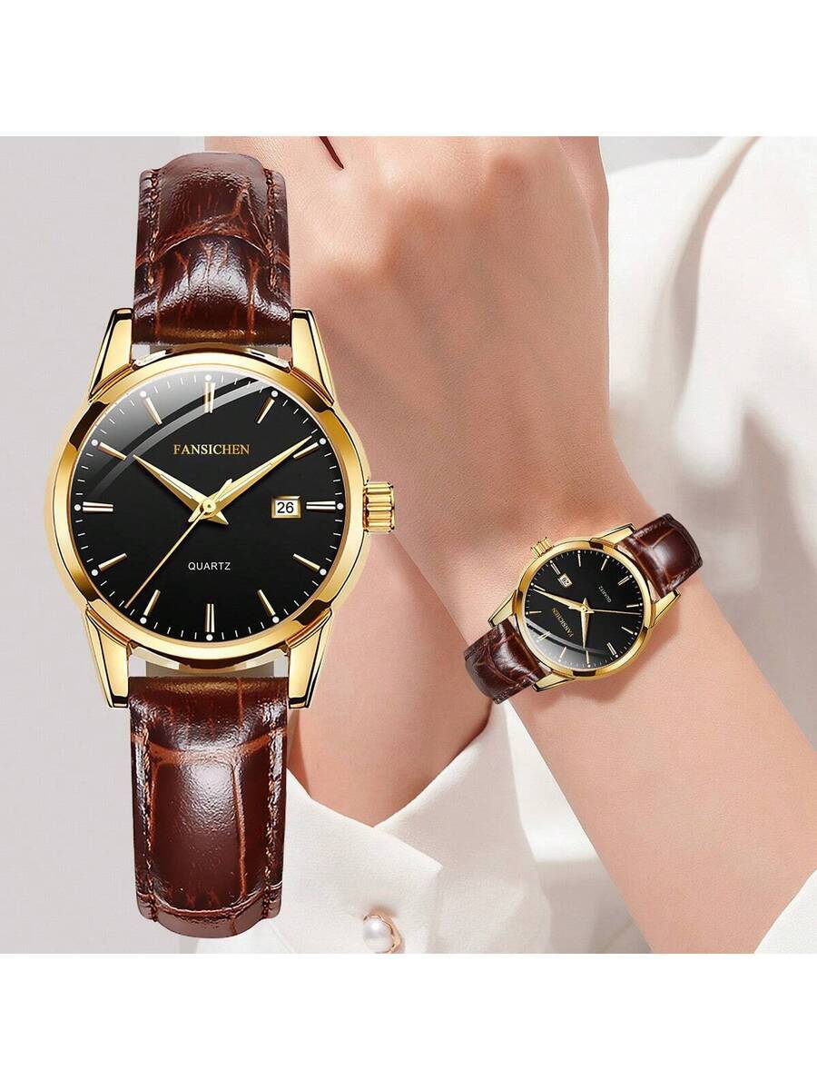 腕時計 レディース クォーツ 新作レディース腕時計、ゴールドケース、日付表示、ブラックダイヤル、ミニマルバーインデックス、防水、デ拍卖