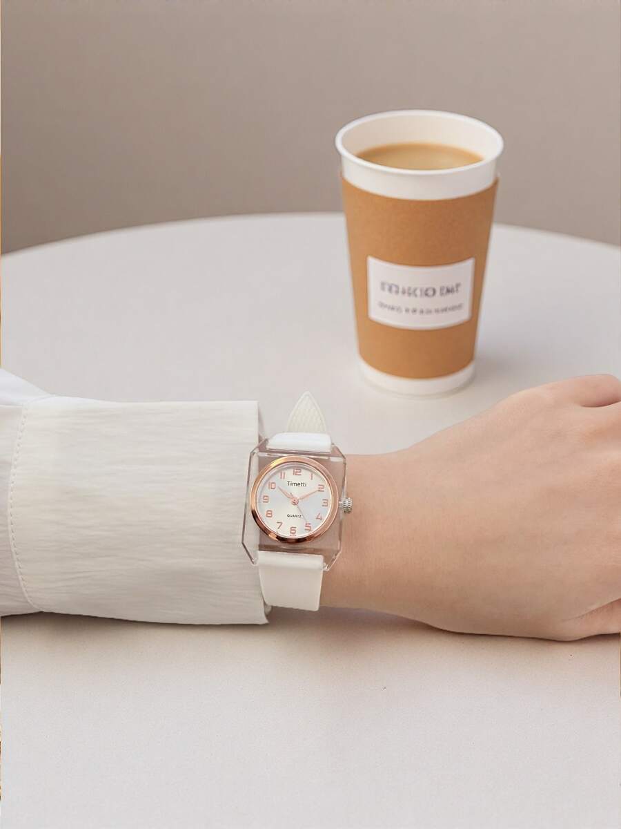 腕時計 レディース クォーツ 1個 女性用ファッション ミニマリスト アーティスティックスタイル シリコンストラップ クォーツ腕時拍卖