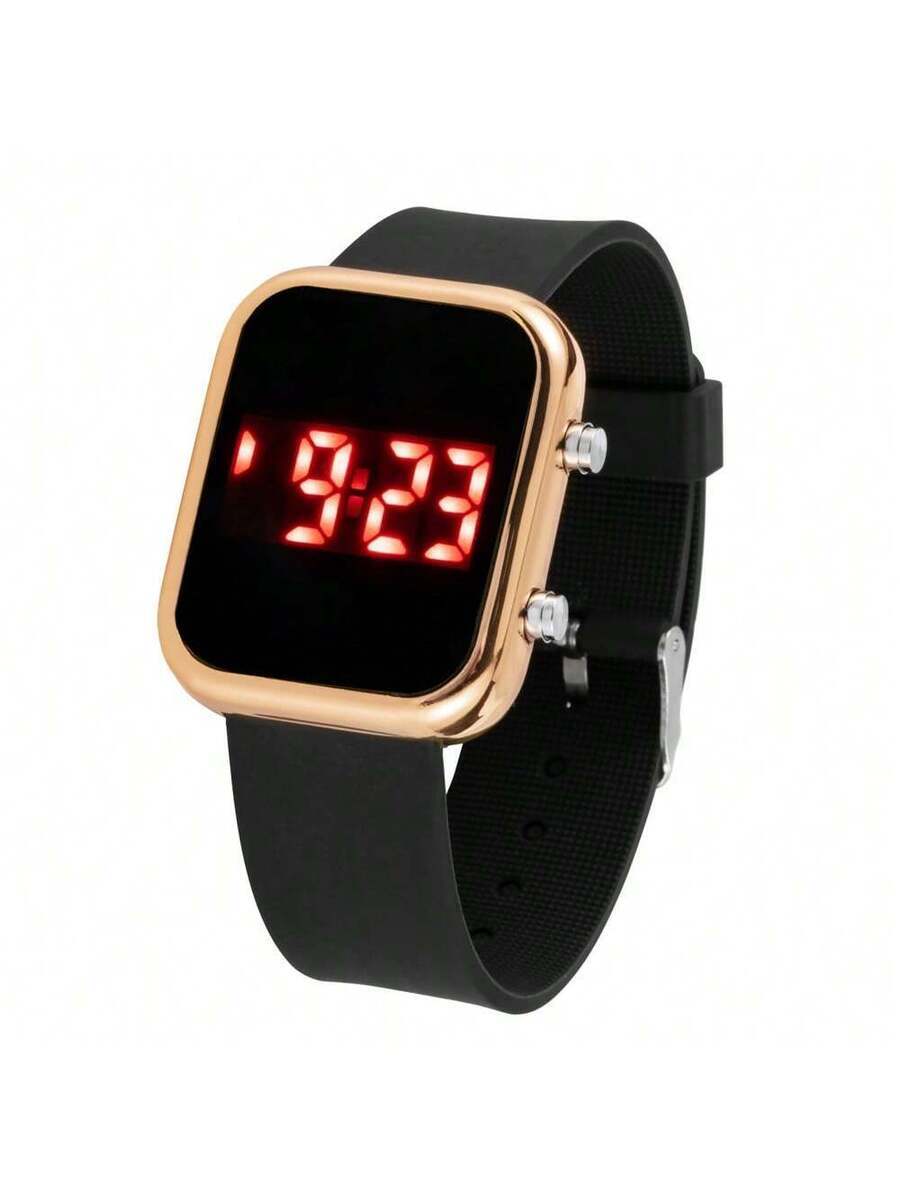 腕時計 レディース デジタル 1個 スタイリッシュな レディース スクエア デジタル腕時計 - ブラック かわいい腕時計 女の子用拍卖