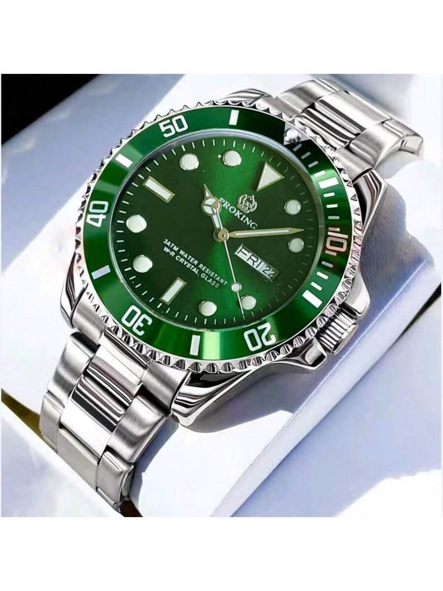 腕時計 メンズ クォーツ 1個 40mm メンズ ステンレススチール&レザー クォーツ腕時計、防水カジュアルビジネスウォッチ、デ拍卖