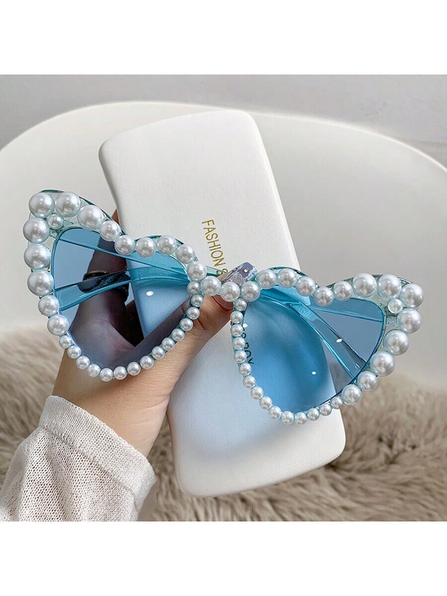 アクセサリー レディース アイアクセサリー 人工真珠装飾 ハート型ファッショングラス、かわいくスタイリッシュ、アウトドア ビーチ利拍卖