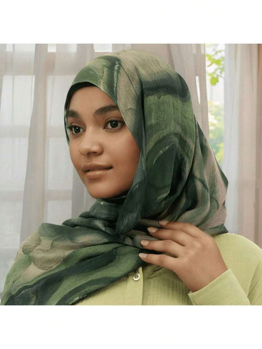 アクセサリー レディース スカーフ 1個 ファッショナブルな女性用スカーフ、ボヘミアンスタイルの水彩&大理石の波タイダイ柄プリント拍卖