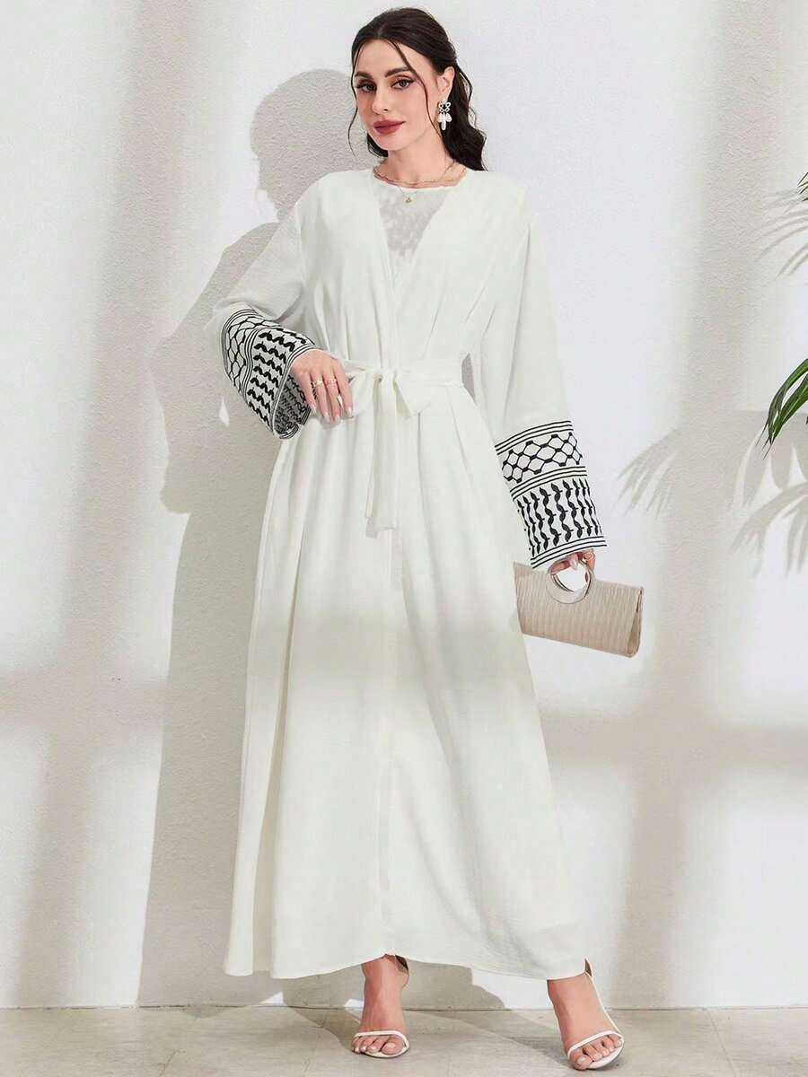 アクセサリー レディース スカーフ ドバイ 中東 トルコ ムスリム女性 中東ファッション 刺繍 オープンアバヤ ロングローブ マキ拍卖