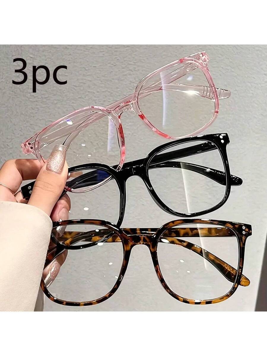 アクセサリー レディース アイアクセサリー セット 女性用スクエア型ブラックファッショングラス 1/2/3個セット ミニマリスト拍卖