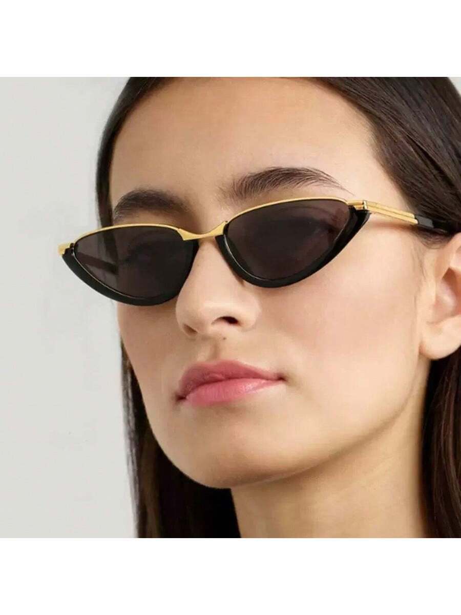 アクセサリー レディース アイアクセサリー 1個 レディースファッションメガネ、かわいい小さなフレームメタルキャットアイメガネ、メ拍卖