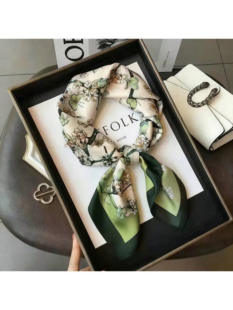 アクセサリー レディース スカーフ 1枚 シルク調 シンプルパターン プリント 70cm正方形スカーフ/バンダナ、女性用ウエストベ拍卖