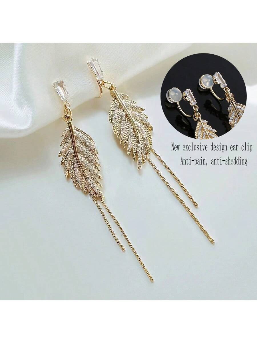 ジュエリー レディース イヤーアクセサリー イヤリング レディース クリップ 葉っぱ ファッション デザイン ドロップ ティッセル拍卖