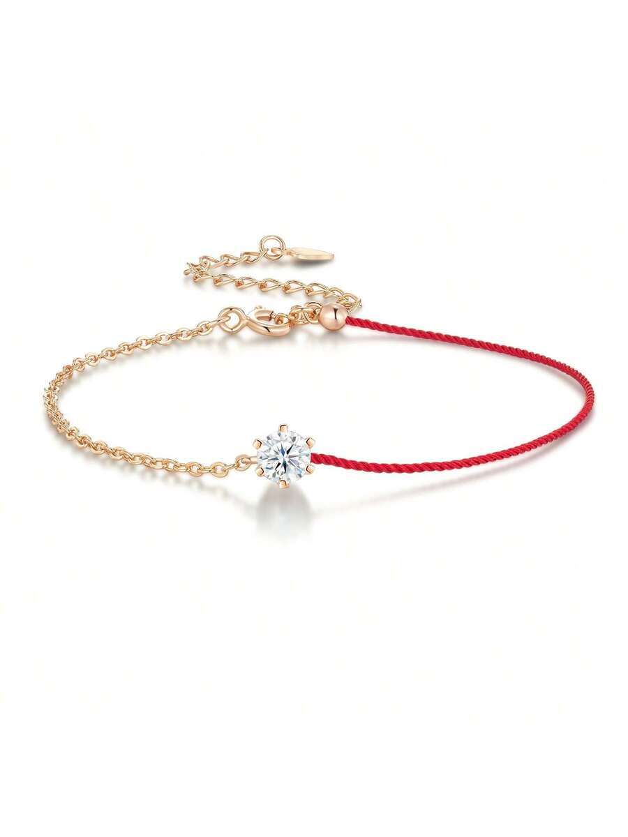 ジュエリー レディース ブレスレット チェーン 1個 赤いコード & 925スターリングシルバーチェーンブレスレット、0.5カラッ拍卖