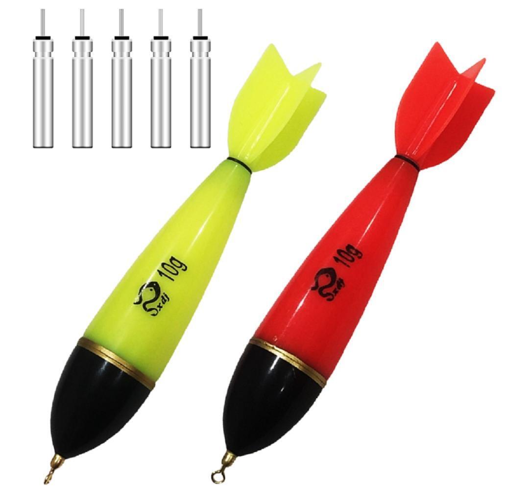 ロケットウキ 10g用 電池付き 電気ウキ 遠投 カゴ釣り用 2色セット拍卖