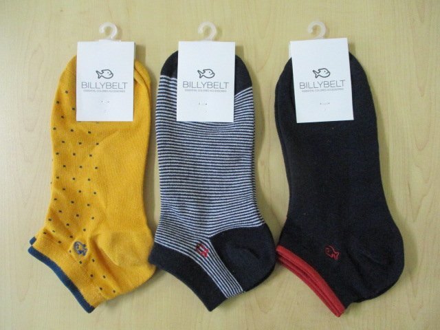 【未使用保管品】BILLY BELT ビリーベルト 靴下 ソックス メンズ 3足セット まとめ売り サイズ 25.5-29㎝拍卖