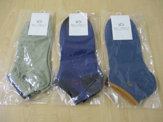 【未使用保管品】BILLY BELT ビリーベルト 靴下 ソックス メンズ 3足セット まとめ売り サイズ 25.5-29㎝拍卖