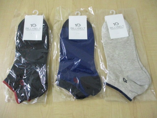 【未使用保管品】BILLY BELT ビリーベルト 靴下 ソックス メンズ 3足セット まとめ売り サイズ 25.5-29㎝拍卖
