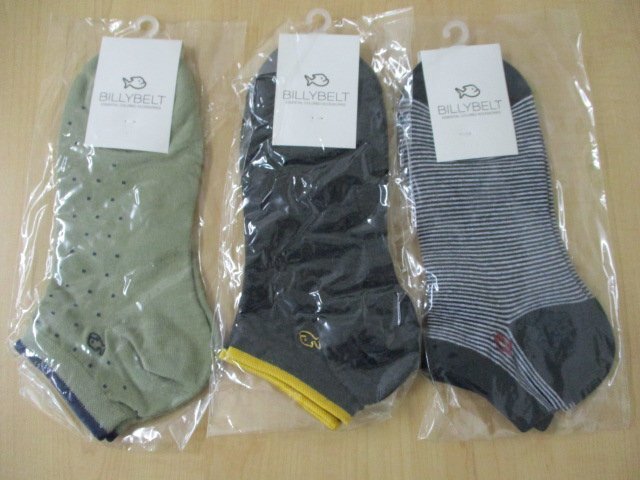 【未使用保管品】BILLY BELT ビリーベルト 靴下 ソックス メンズ 3足セット まとめ売り サイズ 25.5-29㎝拍卖