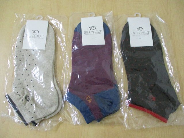 【未使用保管品】BILLY BELT ビリーベルト 靴下 ソックス メンズ 3足セット まとめ売り サイズ 25.5-29㎝拍卖