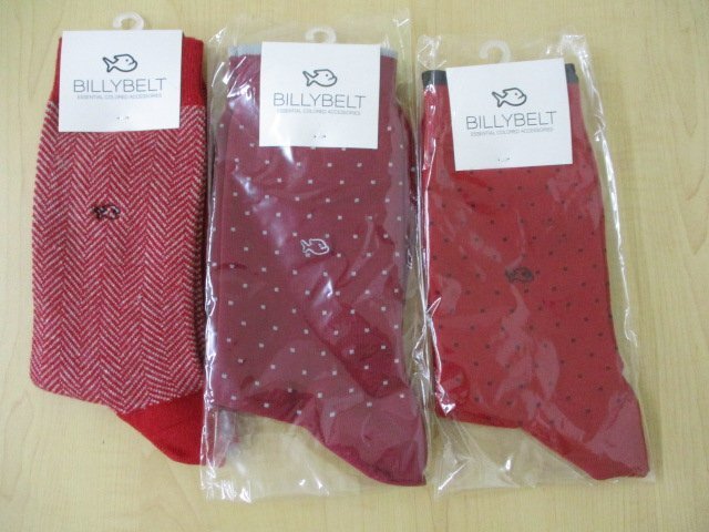 【未使用保管品】BILLY BELT ビリーベルト 靴下 ソックス メンズ 3足セット まとめ売り サイズ 25.5-29㎝拍卖