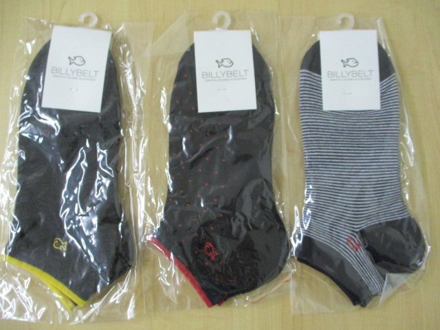 【未使用保管品】BILLY BELT ビリーベルト 靴下 ソックス メンズ 3足セット まとめ売り サイズ 25.5-29㎝拍卖