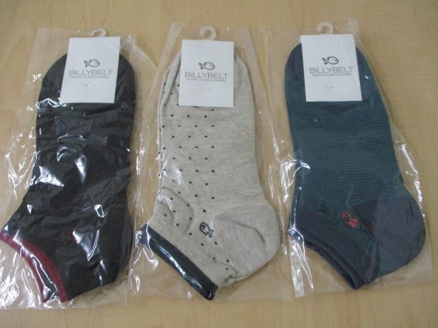 【未使用保管品】BILLY BELT ビリーベルト 靴下 ソックス メンズ 3足セット まとめ売り サイズ 25.5-29㎝拍卖