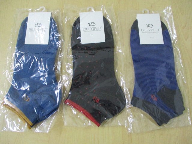 【未使用保管品】BILLY BELT ビリーベルト 靴下 ソックス メンズ 3足セット まとめ売り サイズ 25.5-29㎝拍卖
