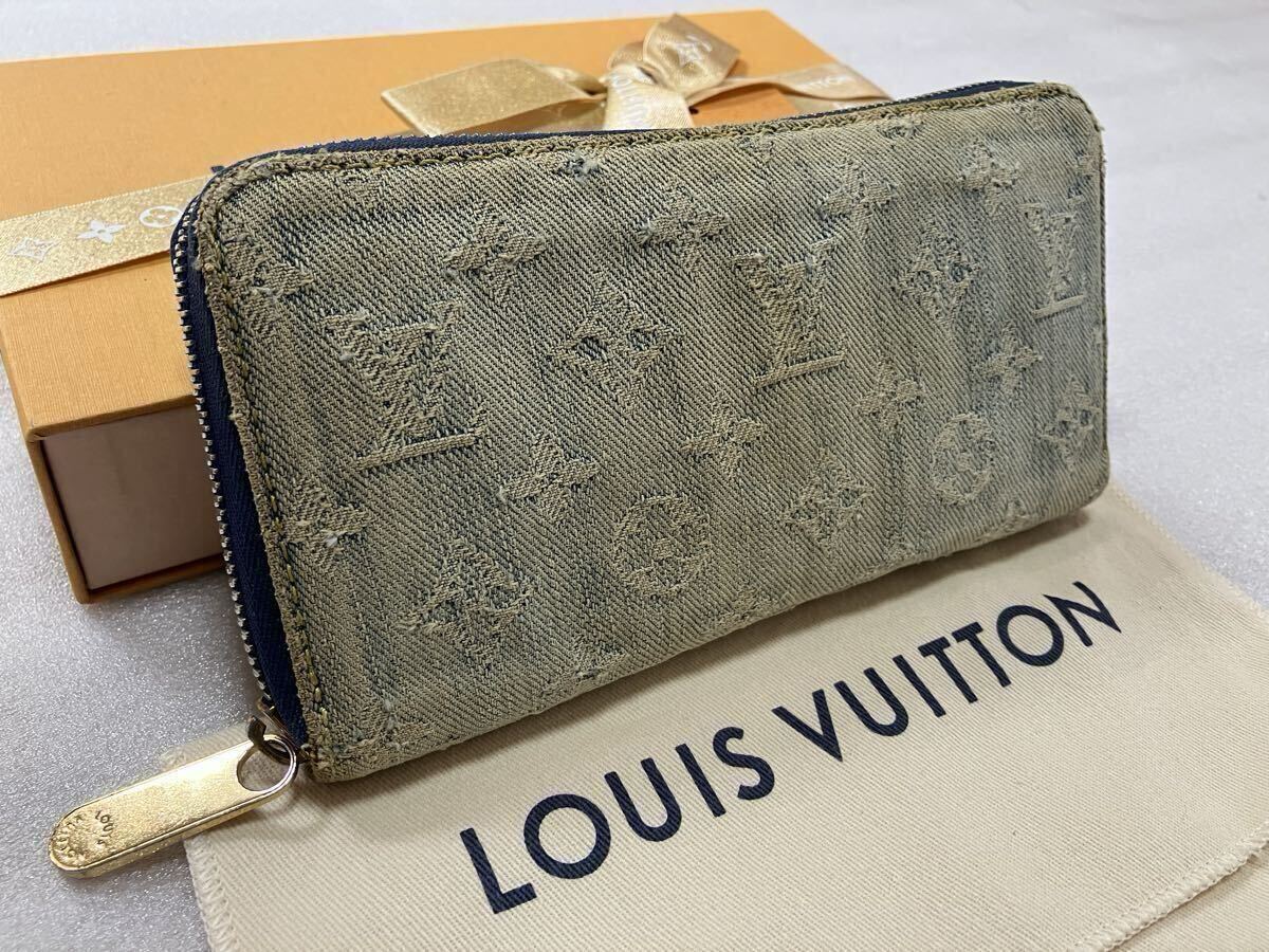 1円〜 売り切り 廃盤 レア ルイヴィトン LOUIS VUITTON モノグラムデニム ブルー ジッピーウォレット ラウンドファスナー 長財布 M95341拍卖