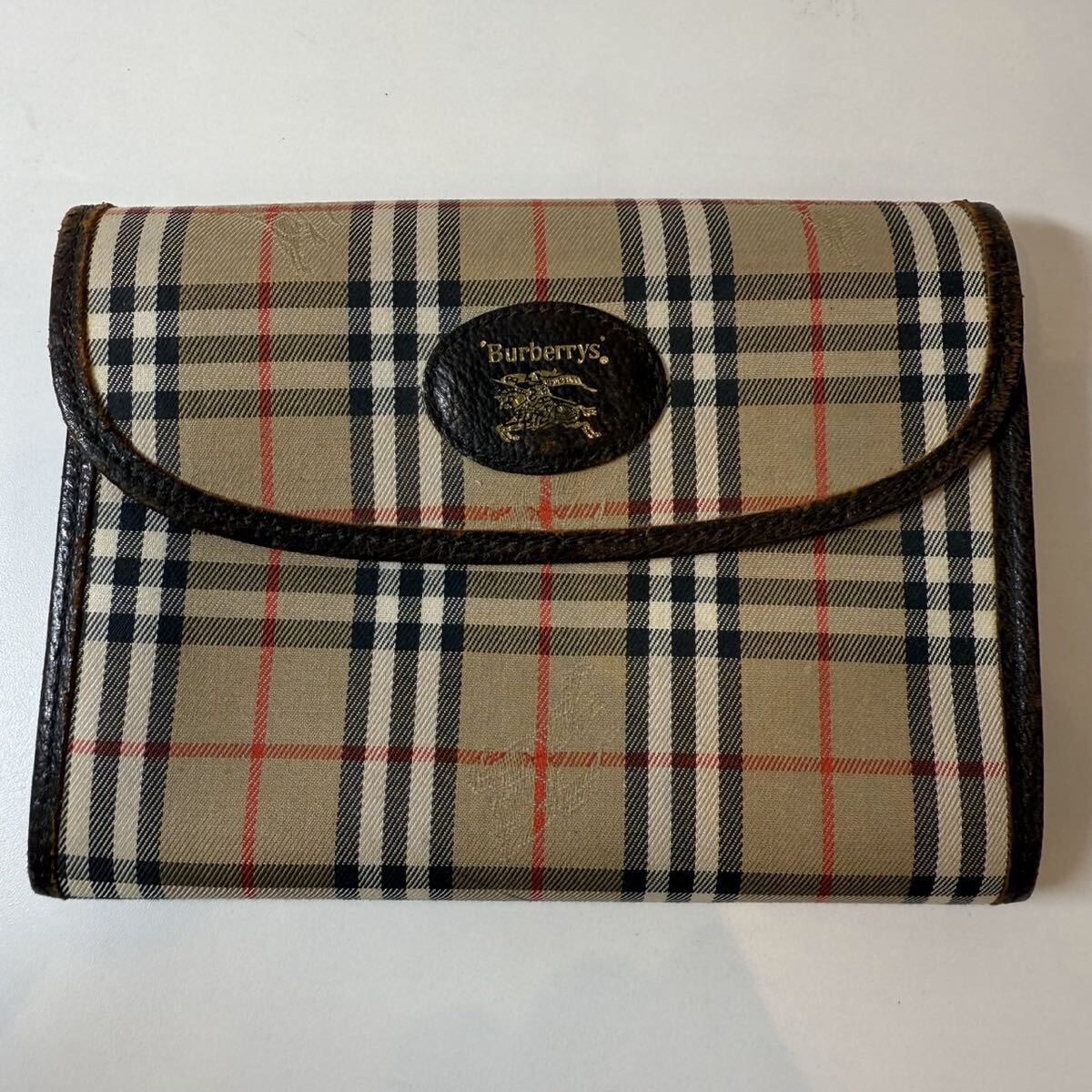 【現状品】Burberry(バーバリー)ポーチ 小物入れ ノバチェック キャンバスxレザー クラッチバッグ バーバリーズ Burberrys拍卖