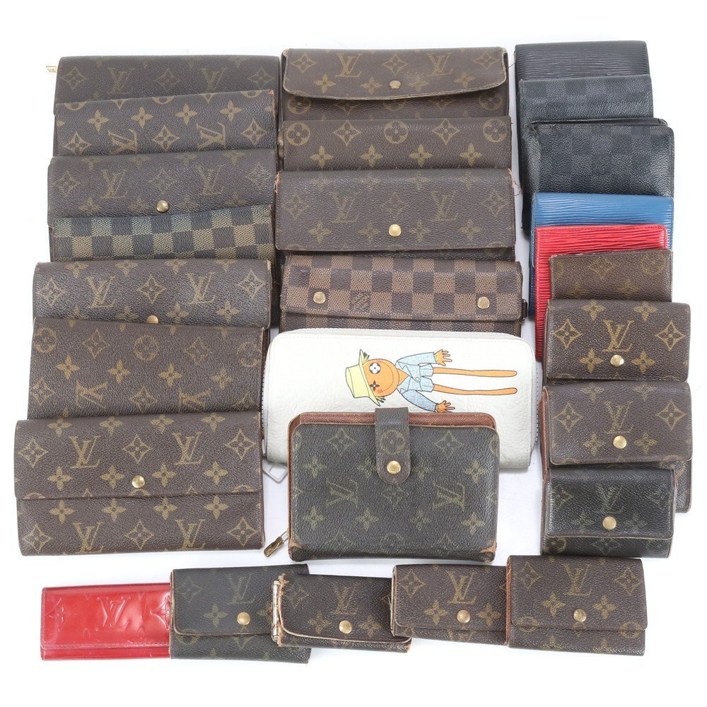 1円■まとめ 25点 セット■ルイヴィトン■モノグラム ダミエ レザー 長財布 二つ折り ロング ウォレット キーケース メンズ EEE DA14-7拍卖