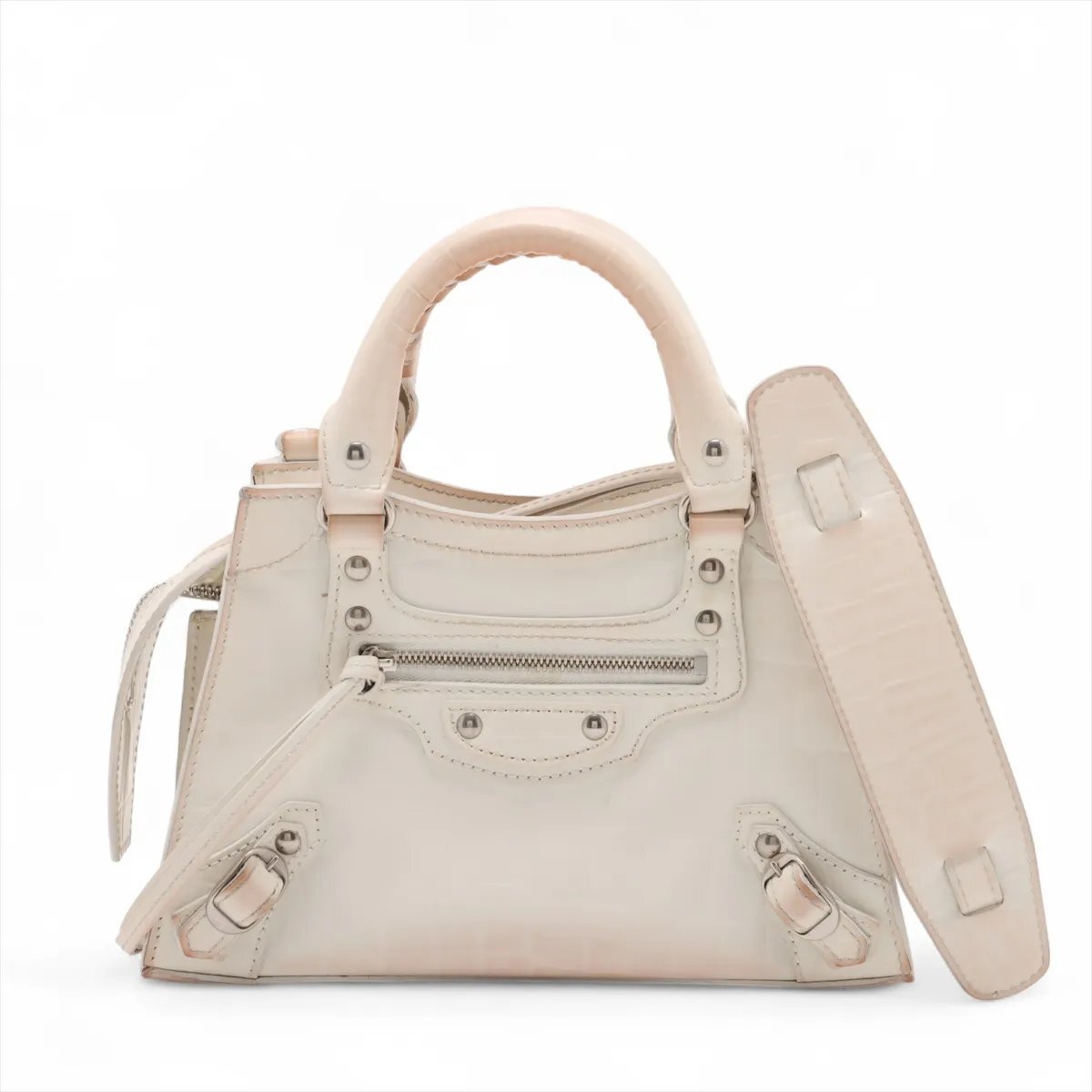 1円■美品■バレンシアガ■ネオ クラシック シティ クロコ エンボス レザー 2WAY ハンドバッグ 斜め掛け ショルダー レディース EME CW64-2拍卖