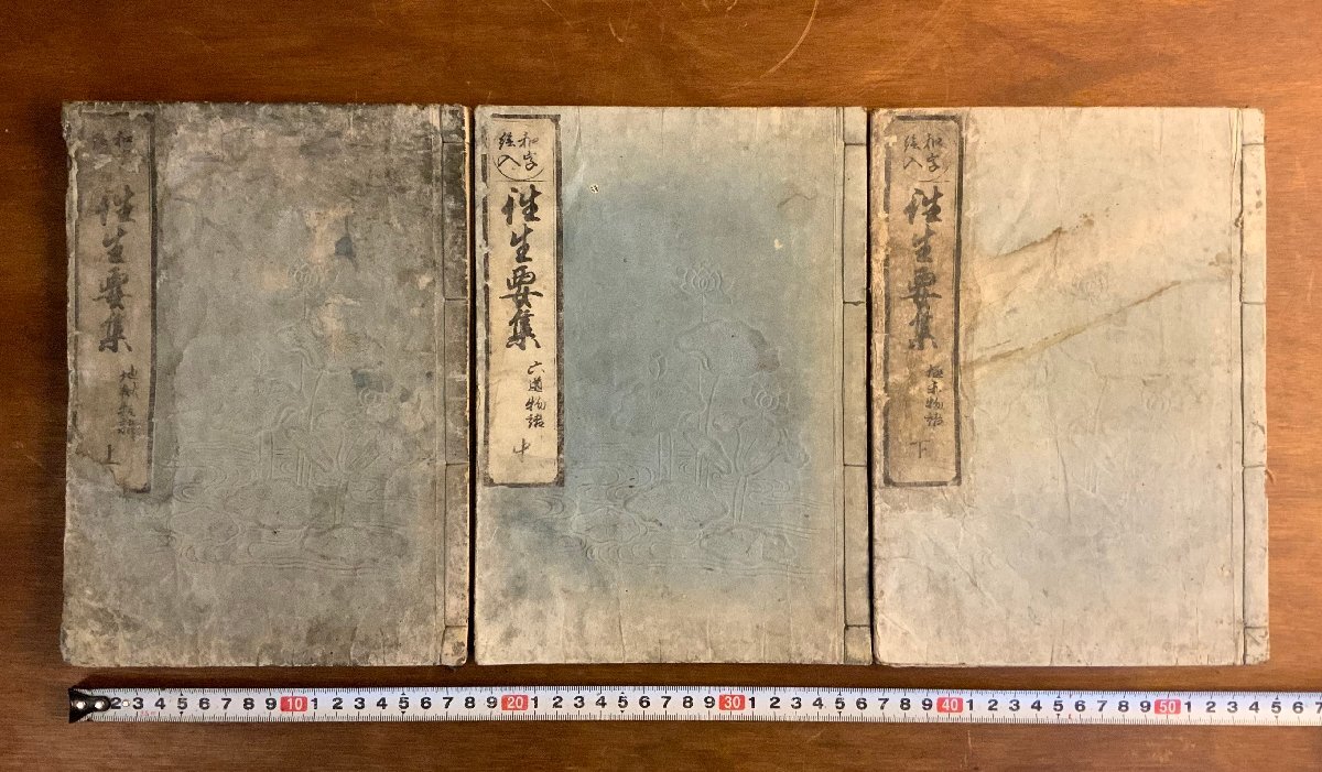 XX-6545 ■送料込■ 往生要集 全3冊揃え 天保14年 江戸時代 木版画 絵入り 浮世絵 地獄図 仏教 仏書 和書 和本 本 古本 古書 古文書/くYUら拍卖
