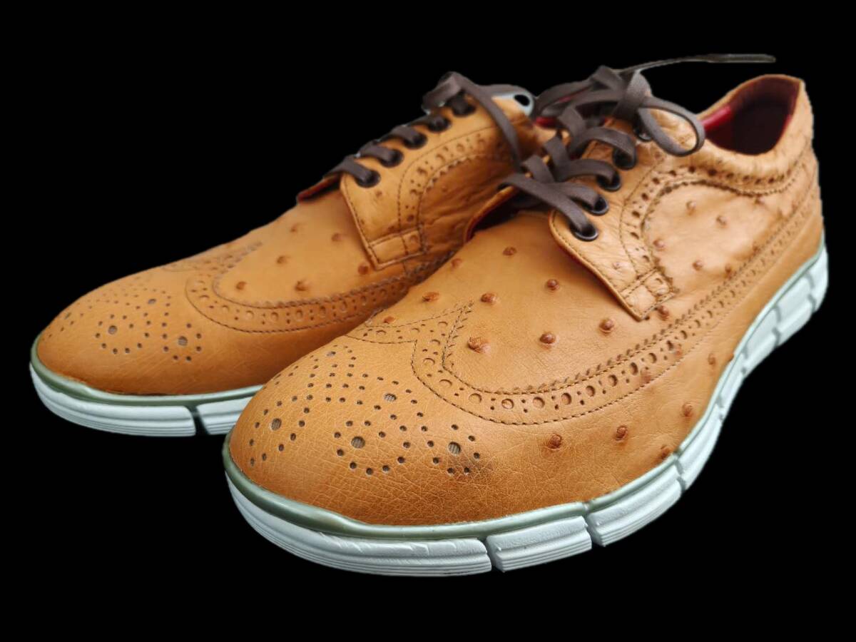 ★新品 未使用★HIROSHI TSUBOUCHI オーストリッチ型押 スニーカー★日本製★8サイズ 約26cm★拍卖