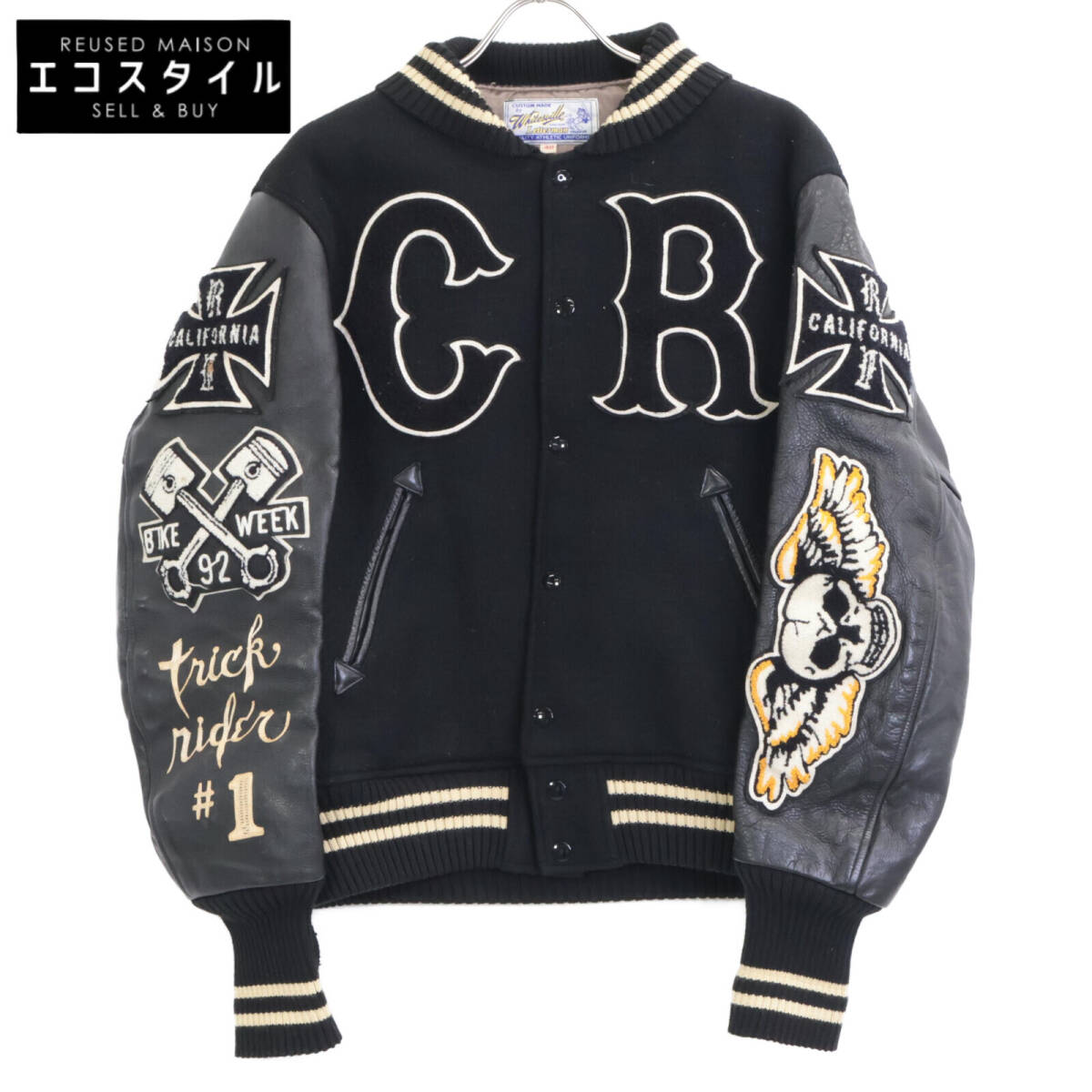 1円 WHITESVILLE ホワイツビル WV10934 935 ブラック ROAD EAGLE スタジャン ジャケット 40 メンズ拍卖