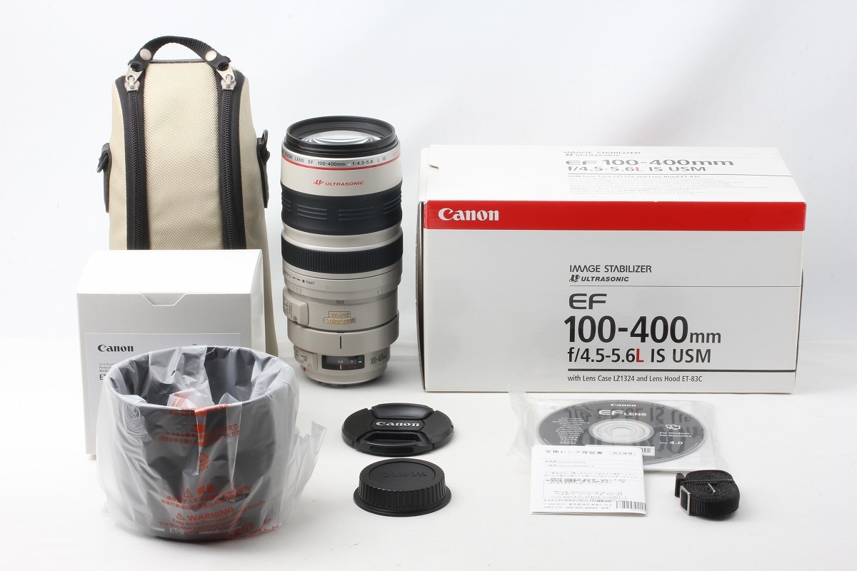 ◆新品同様◆キヤノン Canon EF 100-400mm F4.5-5.6L IS USM 新品フード 付属品完備 元箱◇M48853拍卖
